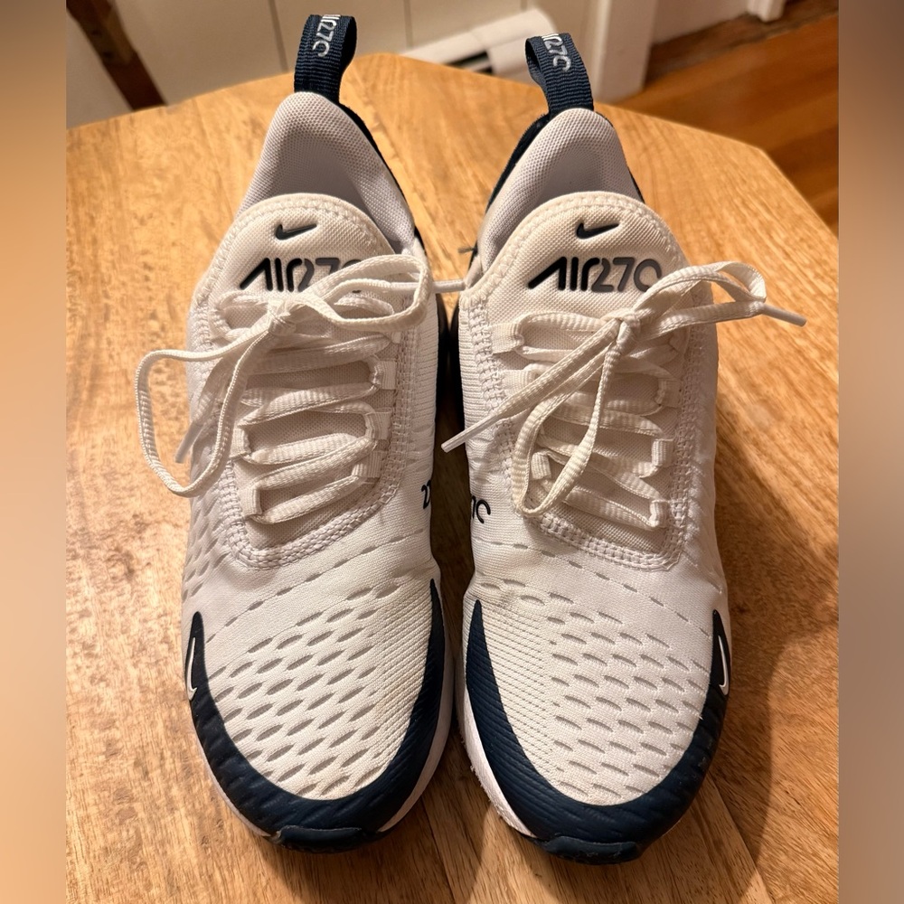 Nike Air Max 270 White and Navy Sneakers